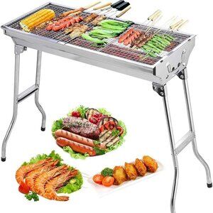 Barbecue Charcoal Grill Stainless Steel Folding Portable BBQ Tool Kits for Outdo